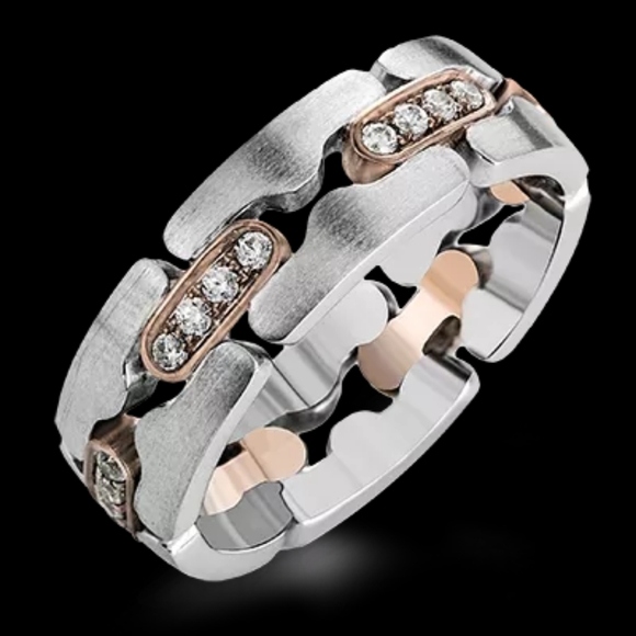 New Unisex Two Tone Diamond Ring - Picture 4 of 5